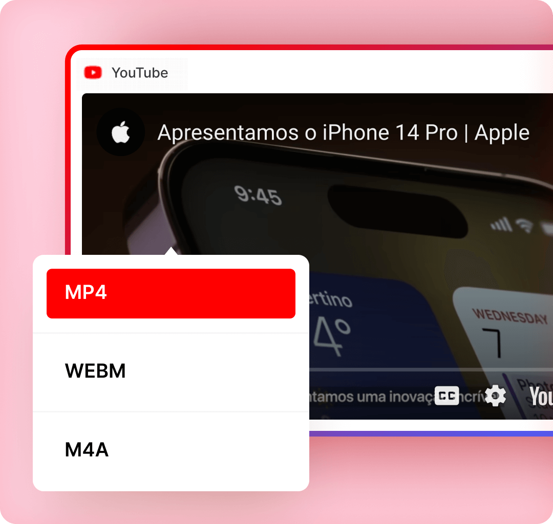 Feature - Escolha entre todos os formatos disponíveis
