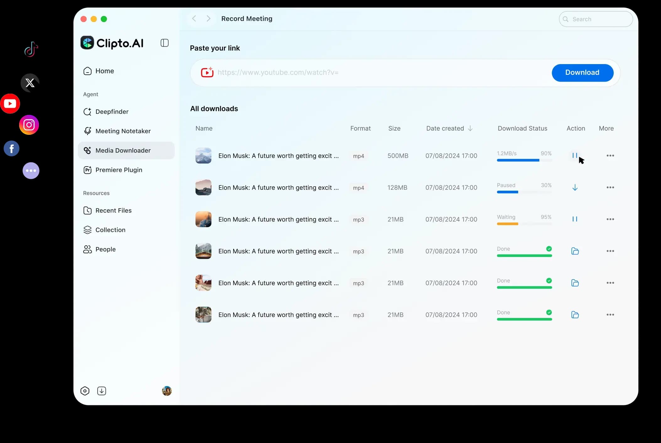 Media downloader workspace
