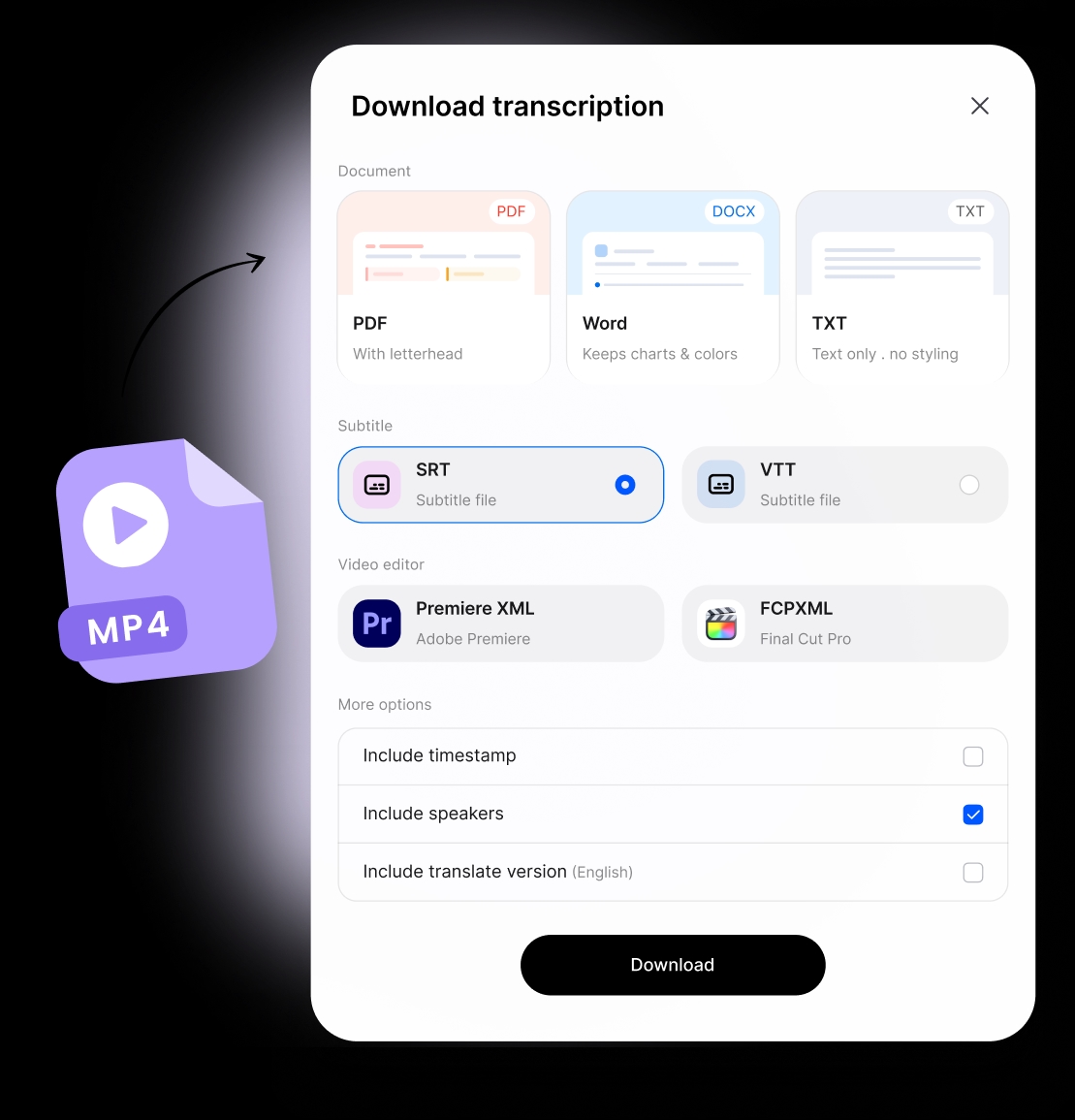 Feature - Exporter les transcriptions MP4