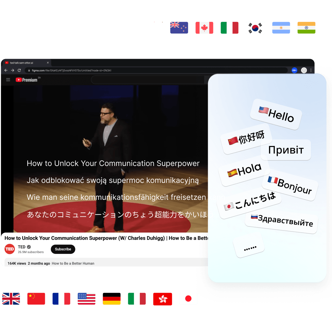 Feature - YouTube ट्रांसक्रिप्ट का कई भाषाओं में अनुवाद करें
